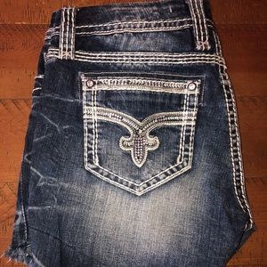 Rock Revival denim shorts. Mid length